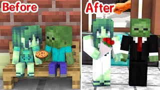 Monster School : Before and After - Baby Zombie - Minecraft Animation