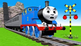 【踏切アニメ】あぶない電車 SCARED THOMAS TRAINS Fumikiri 3D Railroad Crossing Animation #1