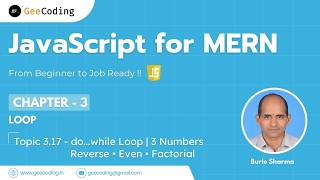 3.17 – do...while Loop Programs | Reverse, Even Numbers & Factorial | JavaScript | New Series