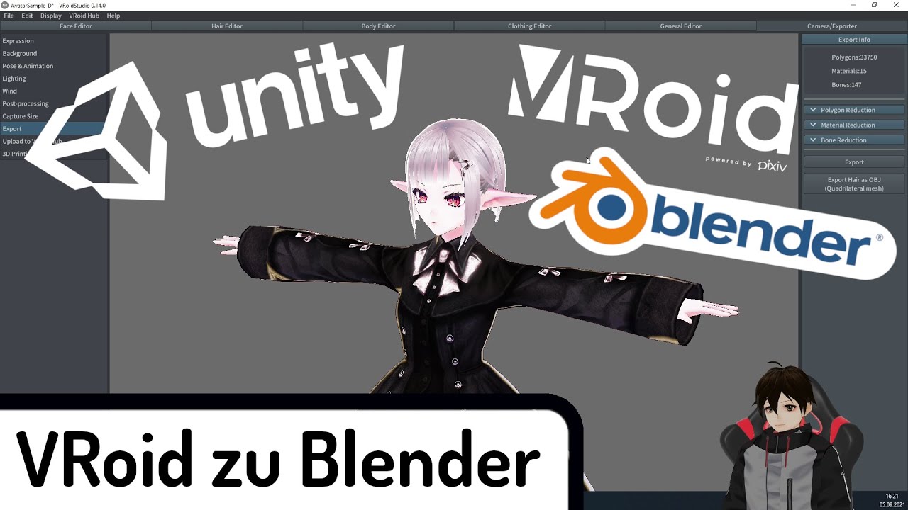 Vroid .vrm Mit Blender Als Fbx Exportieren [Tutorial] (für Unity Und ...