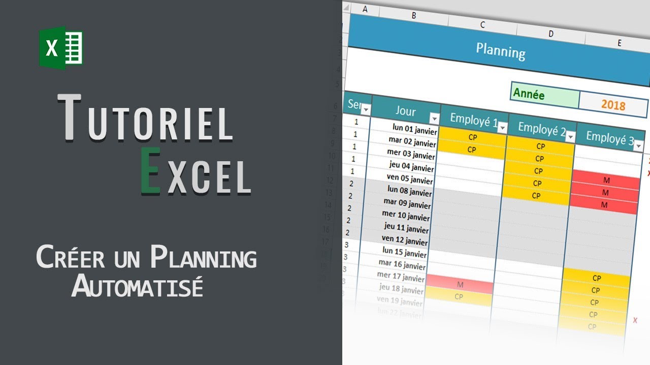 Excel | Créer Un Planning Automatisé - YouTube