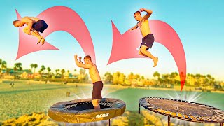 TRAMPOLINE VS BEACH INSANITY WITH WORLDS BEST FLIPPERS! *TRIPLES*
