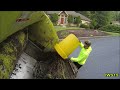 Rear Loader Collecting Yard Waste • Hopper View