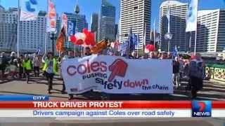 CH7 Sydney: Truck Drivers Protest against Coles