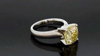 Yellow Cushion Cut Moissanite Engagement Ring, Custom Design - VIDEO