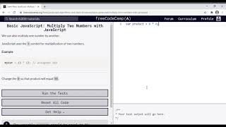 11 - Learn Basic JavaScript - Multiply Two Numbers with JavaScript