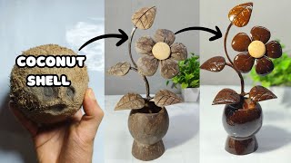 how to make a coconut shell flower | coconut shell craft | diy