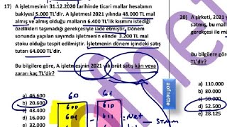 GENEL MUHASEBE 1 FİNAL ÇIKMIŞ SORU ÇÖZÜMLERİ -1