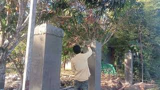 ធ្វើរបងសរសធំមុខផ្ទះ  Make a big fence in front of the house​​ You  Tube