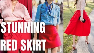 Stunning Red Skirt Outfit Ideas. How to Wear Red Skirt?