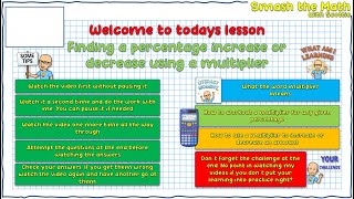 Smash The Math - Percentage Increase and Decrease Using Multipliers