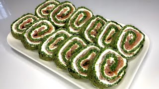 Delicious cold appetizer || spinach rolls with salmon