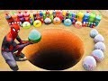Spiderman & Big Toothpaste Eruption from Balloons of Orbeez, Fanta, Mirinda, Coca Cola vs Mentos