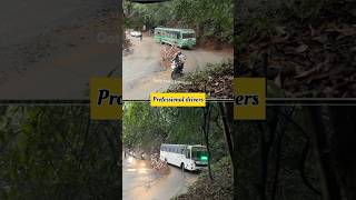 TNSTC green bus and SETC bus professional drivers in a damaged hilly road #ghatroads