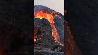 Lava satisfying fall Volcano iceland mountain mealting live footage on my channel