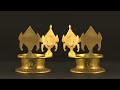 shankh chakra diya in kamakshi vilakku style brass table decor shankh chakra deepak oil lamp