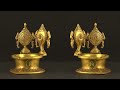 shankh chakra diya in kamakshi vilakku style brass table decor shankh chakra deepak oil lamp