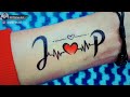 Letter J P tattoo with Heartbeat tattoo | JP letter tattoo | JP tattoo | jp name tattoo