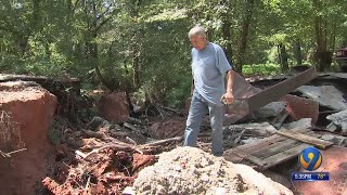 'There ain't no way in': Washed-out bridge closes road to Hickory neighborhood