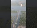 Aerial view of Mteza Bridge. Longest bridge in Kenya under construction