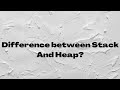 What is difference b/w Stack and Heap Memory? Java Interview Questions | QA | Automation
