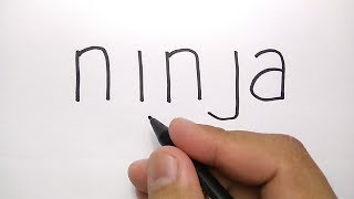 VERY EASY ! how to turn words NINJA into CARTOONS for KIDS / learn how to draw