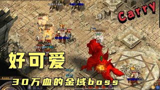 热血传奇：30万血的终极大boss，可爱金域守护神，掉落嗜魂法杖！