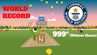 Google Cricket Game World Record! 999* Runs (Without Cheats)