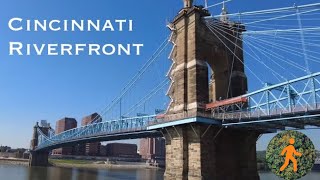 Cincinnati, Ohio Downtown Riverfront Walk - 4K - slow tv