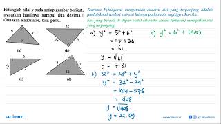 Hitunglah nilai y pada setiap gambar berikut, nyatakan hasilnya sampai dua desimal! Gunakan kalku...
