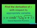 Find derivative of y = cosh^(-1) (2sqrt(x+1)) with respect to x. Inverse Hyperbolic Functions