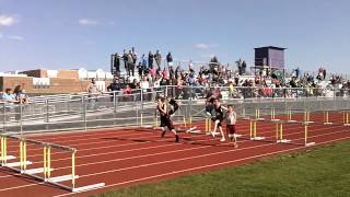 Jakob taking 1st in the hurdles