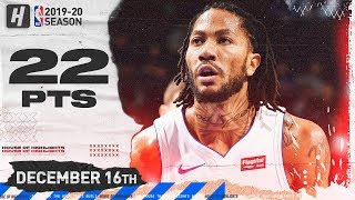 Derrick Rose 22 Pts 8 Ast 6 Reb Full Highlights | Wizards vs Pistons | December 16, 2019
