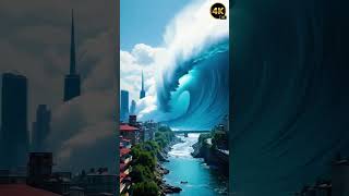 SI RÉALISTE  VAGUE TSUNAMI 08 #tsunami #scène #flots #ville #mer #océan #courtevidéo #shorts #waves