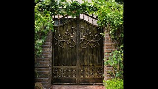 Outdoor courtyard iron door European villa door antique wall fence