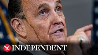 Rudy Giuliani's hair dye drips down his face during press conference