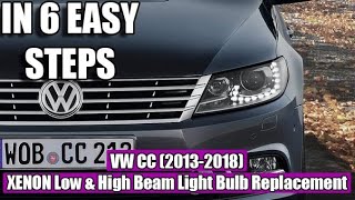 Volkswagen CC (2013-2018) Low & High Beam Dipped HID Light D3S Xenon Light Bulb removal replacement