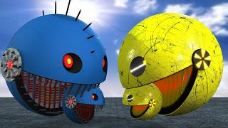 Pacman vs Shredder Robot \u0026 Rolling Robot Monsters