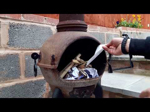 How to make a small fire in a chiminea iron burner How to make a small fire in a chiminea iron burner