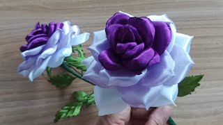 DIY_Tutorial Mawar Gradasi Memukau: Kreasi Pita Satin yang Mudah Dibuat | Flower satin ribbon