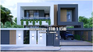 House Design | Modern House 2 Storey  | 11m x 15m | 5 Bedrooms