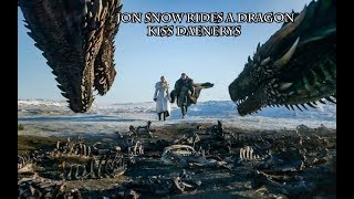 Game Of Thrones | Jon Snow Rides A Dragon kiss Daenerys | Season 8 Episode 1 | HD | Kings Landing