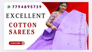 BOOKING NO:7794895739 | EXCELLENT COTTON SAREES | YOGAMBIKA HANDLOOMS | BOTH OFFLINE \u0026 ONLINE SALES