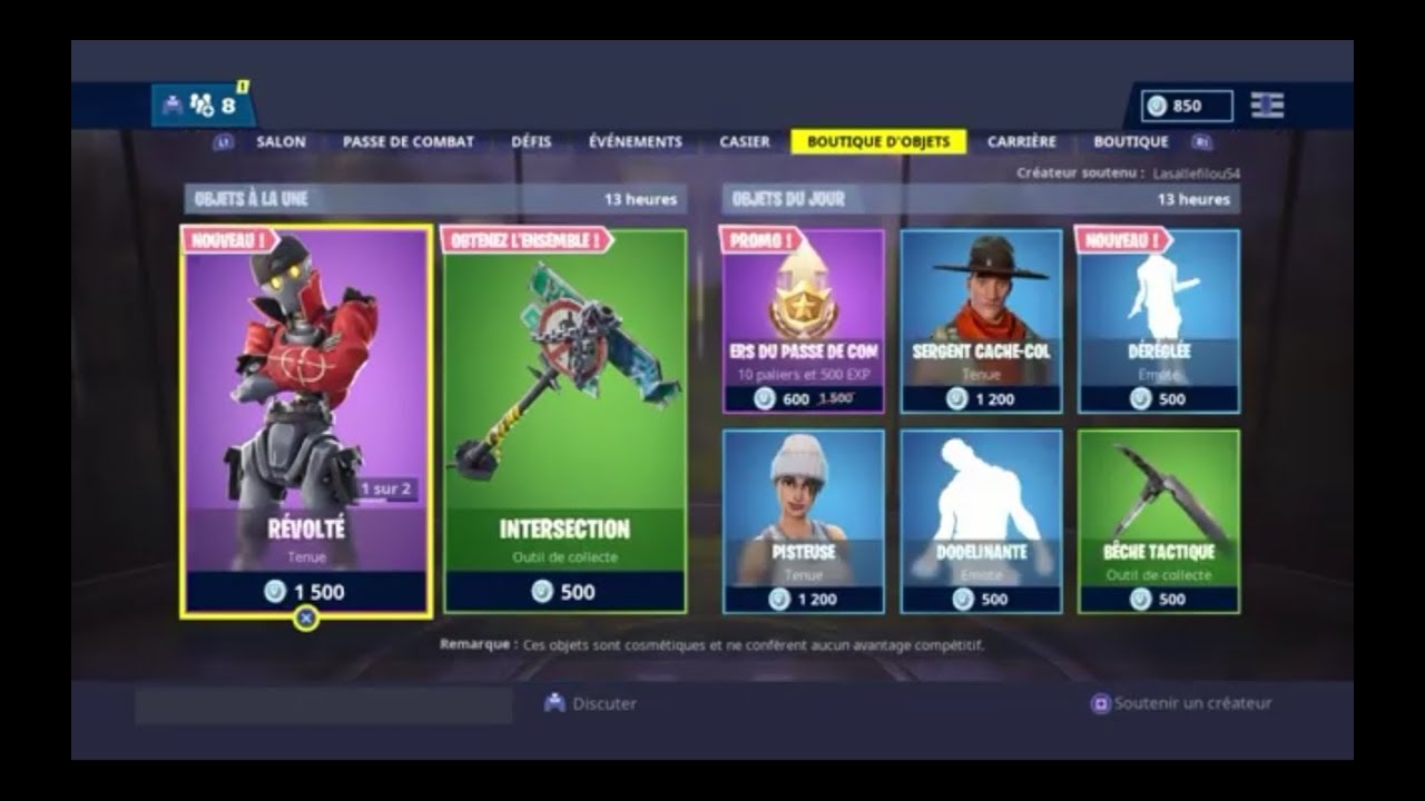 Boutique D'objet Fortnite 24/02/2019 - YouTube