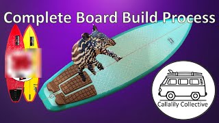 Complete surfboard build step by step, Pyzel Red Tiger inspired daily driver, the Teal Tapir