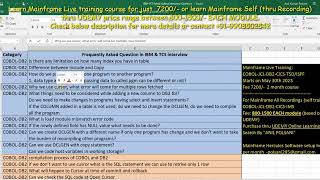 Mainframe IBM TCS Interview Part 1| Next Batch Details See below| Free Mock Interview | 9908502542