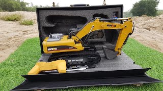 RC EXCAVATOR V4 PETROL FULL METAL UNBOXING, FIRST TEST!! SCALE 1/14, RTR, HUINA 1580
