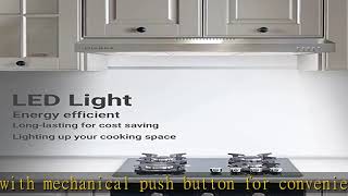 CIARRA Ductless Range Hood 30 inch Under Cabinet Hood Vent with 3 Speed Exhaust Fan Push Button Duc