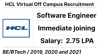 HCL Virtual Off Campus Recruitment Drive from 10th May to 16th May 2022 #freshersjobinfo