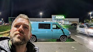 Stealth Camping in Asda Supermarket Car Park | VW T4 Van Life UK